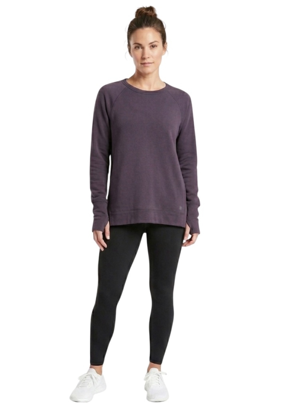 Athleta Coastal Luxe Crew Neck Sweatshirt Sz M Purple Athleisure Yoga Loungewear